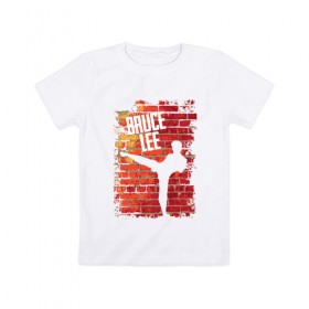 Детская футболка хлопок с принтом Bruce Lee в Белгороде, 100% хлопок | круглый вырез горловины, полуприлегающий силуэт, длина до линии бедер | 