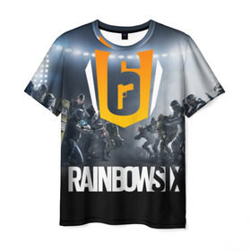Мужская футболка 3D с принтом RAINBOW SIX | SIEGE в Белгороде, 100% полиэфир | прямой крой, круглый вырез горловины, длина до линии бедер | 6 | cybersport | esport | logo | pro league | rainbow | rainbow six siege | six | team | киберспорт | лого | радуга осада