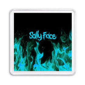 Магнит 55*55 с принтом SALLY FACE FIRE в Белгороде, Пластик | Размер: 65*65 мм; Размер печати: 55*55 мм | face | fire | game | horror | larry | sally | sally face | sanity s fall | игра | ларри | мальчик с протезом | огонь | салли | салли фейс | ужасы