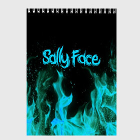 Скетчбук с принтом SALLY FACE FIRE в Белгороде, 100% бумага
 | 48 листов, плотность листов — 100 г/м2, плотность картонной обложки — 250 г/м2. Листы скреплены сверху удобной пружинной спиралью | Тематика изображения на принте: face | fire | game | horror | larry | sally | sally face | sanity s fall | игра | ларри | мальчик с протезом | огонь | салли | салли фейс | ужасы