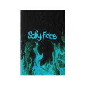 Обложка для паспорта матовая кожа с принтом SALLY FACE FIRE в Белгороде, натуральная матовая кожа | размер 19,3 х 13,7 см; прозрачные пластиковые крепления | Тематика изображения на принте: face | fire | game | horror | larry | sally | sally face | sanity s fall | игра | ларри | мальчик с протезом | огонь | салли | салли фейс | ужасы