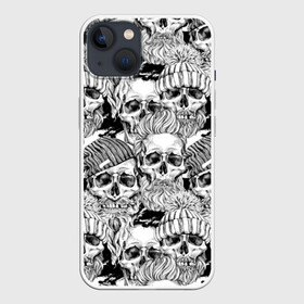 Чехол для iPhone 13 с принтом Human skulls в Белгороде,  |  | beard | death | fashionable | hairstyle | hat | hipster | human | knitted | men | mustache | skull | street | style | symbol | борода | вязаная | модная | мужчины | прическа | символ | стиль | уличный | усы | хипстер | человеческие | черепа | шап