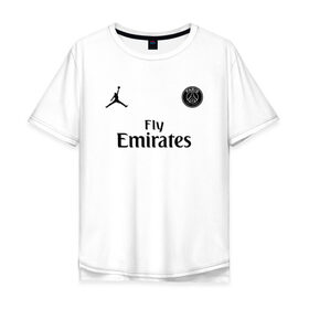 Мужская футболка хлопок Oversize с принтом NEYMAR JR PSG&JORDAN в Белгороде, 100% хлопок | свободный крой, круглый ворот, “спинка” длиннее передней части | Тематика изображения на принте: jordan | neymar | neymar jr | psg | джордан | неймар | псж