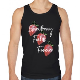 Мужская майка хлопок с принтом Strawberry Fields в Белгороде, 100% хлопок |  | beatles | forever | strawberry | the beatles | битлз | джон леннон | леннон | форевер | ягода