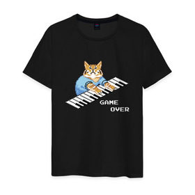 Мужская футболка хлопок с принтом IT CROWD 8 bit cat в Белгороде, 100% хлопок | прямой крой, круглый вырез горловины, длина до линии бедер, слегка спущенное плечо. | 8 bit cat | 8 бит кот | cat | game | game over | it crowd | old gamer | компьютерщики | котики | котэ | майка роя
