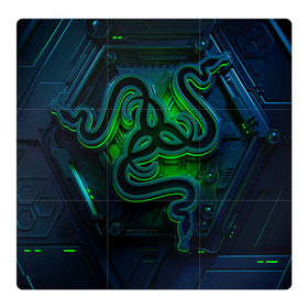 Магнитный плакат 3Х3 с принтом RAZER в Белгороде, Полимерный материал с магнитным слоем | 9 деталей размером 9*9 см | game | razer | texture | зеленый | игровое лого | игромания | игры | рэйзер | текстуры