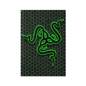 Обложка для паспорта матовая кожа с принтом RAZER в Белгороде, натуральная матовая кожа | размер 19,3 х 13,7 см; прозрачные пластиковые крепления | game | razer | texture | зеленый | игровое лого | игромания | игры | рэйзер | текстуры