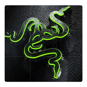 Магнитный плакат 3Х3 с принтом RAZER в Белгороде, Полимерный материал с магнитным слоем | 9 деталей размером 9*9 см | Тематика изображения на принте: game | razer | texture | зеленый | игровое лого | игромания | игры | рэйзер | текстуры
