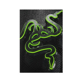 Обложка для паспорта матовая кожа с принтом RAZER в Белгороде, натуральная матовая кожа | размер 19,3 х 13,7 см; прозрачные пластиковые крепления | game | razer | texture | зеленый | игровое лого | игромания | игры | рэйзер | текстуры