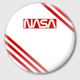 Значок с принтом NASA в Белгороде,  металл | круглая форма, металлическая застежка в виде булавки | alien | earth | iss | live | mars | nasa live | shuttle | space | ufo | ufobirne | usa | аполлон | космос | наса | сша | шаттл