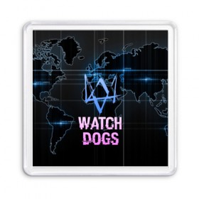 Магнит 55*55 с принтом WATCH DOGS в Белгороде, Пластик | Размер: 65*65 мм; Размер печати: 55*55 мм | action | ct os | ded sec | fox | game | gamer | glitch | hacker | player | watch dogs | watch dogs 2 | глитч | знак лиса | игра | компьютерная игра | маркус | хакер