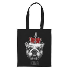 Сумка 3D повседневная с принтом Английский бульдог с короной в Белгороде, 100% полиэстер | Плотность: 200 г/м2; Размер: 34×35 см; Высота лямок: 30 см | animals | authority | breed | bulldog | cool | crown | dog | english | fighting | head | illustration | inscription | king | muzzle | supreme | swag | авторитет | английский | бойцовый | бульдог | верховный | голова | животные | иллюстрация | король | кор