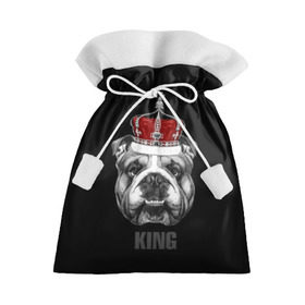 Подарочный 3D мешок с принтом Английский бульдог с короной в Белгороде, 100% полиэстер | Размер: 29*39 см | animals | authority | breed | bulldog | cool | crown | dog | english | fighting | head | illustration | inscription | king | muzzle | supreme | swag | авторитет | английский | бойцовый | бульдог | верховный | голова | животные | иллюстрация | король | кор