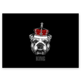 Поздравительная открытка с принтом Английский бульдог с короной в Белгороде, 100% бумага | плотность бумаги 280 г/м2, матовая, на обратной стороне линовка и место для марки
 | Тематика изображения на принте: animals | authority | breed | bulldog | cool | crown | dog | english | fighting | head | illustration | inscription | king | muzzle | supreme | swag | авторитет | английский | бойцовый | бульдог | верховный | голова | животные | иллюстрация | король | кор