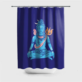 Штора 3D для ванной с принтом Шива в Белгороде, 100% полиэстер | плотность материала — 100 г/м2. Стандартный размер — 146 см х 180 см. По верхнему краю — пластиковые люверсы для креплений. В комплекте 10 пластиковых колец | blue | cobra | destroyer | destruction | gods | great | hinduism | india | meditation | om | peace | power | religion | shiva | trident | yoga | боги | великий | власть | знание | индия | индуизм | йога | кайлас | кобра | медитация | ом | разрушение | раз
