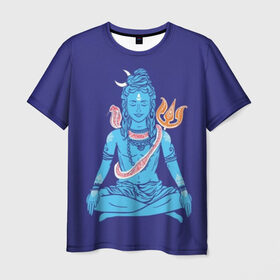 Мужская футболка 3D с принтом Шива в Белгороде, 100% полиэфир | прямой крой, круглый вырез горловины, длина до линии бедер | Тематика изображения на принте: blue | cobra | destroyer | destruction | gods | great | hinduism | india | meditation | om | peace | power | religion | shiva | trident | yoga | боги | великий | власть | знание | индия | индуизм | йога | кайлас | кобра | медитация | ом | разрушение | раз