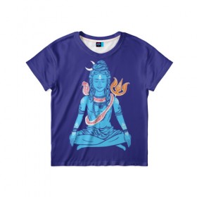 Детская футболка 3D с принтом Шива в Белгороде, 100% гипоаллергенный полиэфир | прямой крой, круглый вырез горловины, длина до линии бедер, чуть спущенное плечо, ткань немного тянется | blue | cobra | destroyer | destruction | gods | great | hinduism | india | meditation | om | peace | power | religion | shiva | trident | yoga | боги | великий | власть | знание | индия | индуизм | йога | кайлас | кобра | медитация | ом | разрушение | раз