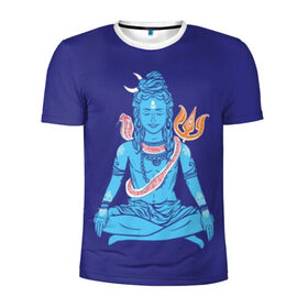 Мужская футболка 3D спортивная с принтом Шива в Белгороде, 100% полиэстер с улучшенными характеристиками | приталенный силуэт, круглая горловина, широкие плечи, сужается к линии бедра | Тематика изображения на принте: blue | cobra | destroyer | destruction | gods | great | hinduism | india | meditation | om | peace | power | religion | shiva | trident | yoga | боги | великий | власть | знание | индия | индуизм | йога | кайлас | кобра | медитация | ом | разрушение | раз