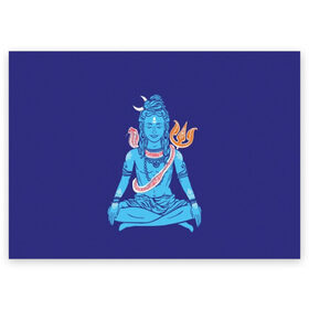 Поздравительная открытка с принтом Шива в Белгороде, 100% бумага | плотность бумаги 280 г/м2, матовая, на обратной стороне линовка и место для марки
 | blue | cobra | destroyer | destruction | gods | great | hinduism | india | meditation | om | peace | power | religion | shiva | trident | yoga | боги | великий | власть | знание | индия | индуизм | йога | кайлас | кобра | медитация | ом | разрушение | раз