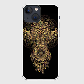 Чехол для iPhone 13 mini с принтом Сова с ловцом в Белгороде,  |  | animal | catcher | dreams | ethnic | freedom | golden | indians | knowledge | owl | pattern | power | r | ritual | shaman | shamanism | totem | wind | wisdom | ветер | животное | знание | золотой | индейцы | ловец | мудрость | обряд | ритуал | свобода | с