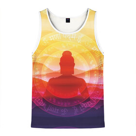 Мужская майка 3D с принтом Будда в Белгороде, 100% полиэстер | круглая горловина, приталенный силуэт, длина до линии бедра. Пройма и горловина окантованы тонкой бейкой | buddha | calm | color | enlightenment | india | meditatio | mountains | nature | purple | red | religion | symbol | yellow | yoga | будда | горы | духовность | желтый | индия | йога | красный | медитация | природа | просветление | расслабление | религия |