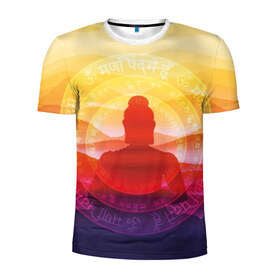 Мужская футболка 3D спортивная с принтом Будда в Белгороде, 100% полиэстер с улучшенными характеристиками | приталенный силуэт, круглая горловина, широкие плечи, сужается к линии бедра | Тематика изображения на принте: buddha | calm | color | enlightenment | india | meditatio | mountains | nature | purple | red | religion | symbol | yellow | yoga | будда | горы | духовность | желтый | индия | йога | красный | медитация | природа | просветление | расслабление | религия |