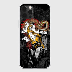 Чехол для iPhone 12 Pro Max с принтом Тигр и дракон в Белгороде, Силикон |  | Тематика изображения на принте: animals | clouds | country | dragon | east | fangs | japanese | mythical | nature | predator | rising | sun | tiger | восток | восходящего | дракон | животные | клыки | мифический | облака | природа | солнца | страна | тигр | хищник | японский