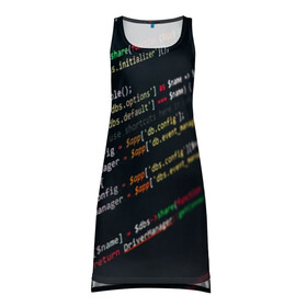 Платье-майка 3D с принтом ПРОГРАММИСТ в Белгороде, 100% полиэстер | полуприлегающий силуэт, широкие бретели, круглый вырез горловины, удлиненный подол сзади. | anonymus | cod | hack | hacker | it | program | texture | айти | аноним | анонимус | взлом | код | кодинг | программа | программист | текстура | хак | хакер
