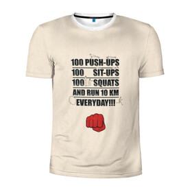 Мужская футболка 3D спортивная с принтом One-Punch Man в Белгороде, 100% полиэстер с улучшенными характеристиками | приталенный силуэт, круглая горловина, широкие плечи, сужается к линии бедра | one | one punch man | бесправный ездок | бласт | бэнг | ванпанчмен | генос | демон киборг | лысый плащ | ниндзя | сайтама | сверхзвуковой соник | серебряный клык | тацумаки | человек один удар