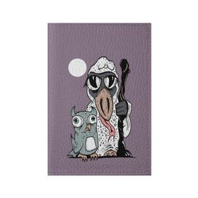 Обложка для паспорта матовая кожа с принтом Ворона и сова в Белгороде, натуральная матовая кожа | размер 19,3 х 13,7 см; прозрачные пластиковые крепления | Тематика изображения на принте: birds | cool | crow | eyes | funny | moon | owl | pajamas | staff | stars | wisdom | ворона | глаза | звезды | луна | мудрость | пижама | посох | прикольно | птицы | смешно | сова