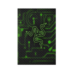 Обложка для паспорта матовая кожа с принтом RAZER CARBON в Белгороде, натуральная матовая кожа | размер 19,3 х 13,7 см; прозрачные пластиковые крепления | game | razer | texture | зеленый | игровое лого | игромания | игры | рэйзер | текстуры