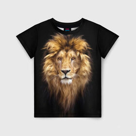 Детская футболка 3D с принтом Лев в Белгороде, 100% гипоаллергенный полиэфир | прямой крой, круглый вырез горловины, длина до линии бедер, чуть спущенное плечо, ткань немного тянется | african | animals | authority | big | cat | cool | head | illustration | indisputable | lion | mane | muzzle | supreme | swag | авторитет | африканский | большая | верховный | голова | грива | животные | иллюстрация | кошка | крутой | лев | непрер