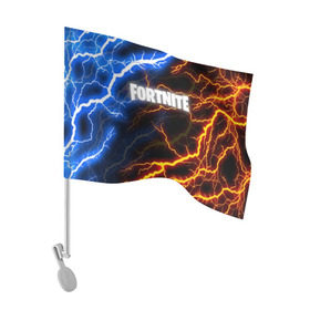 Флаг для автомобиля с принтом FORTNITE STORM в Белгороде, 100% полиэстер | Размер: 30*21 см | 2019 | armor | armour | cybersport | esport | fortnite | game | llama | logo | thunder | броня | игра | киберспорт | лама | молнии | фиолетовый | фирменные цвета | фортнайт