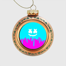 Стеклянный ёлочный шар с принтом MARSHMELLO в Белгороде, Стекло | Диаметр: 80 мм | colors | dj | marshmello | paints | usa | америка | брызги | клубная музыка | краска | маршмелло | музыка | музыкант
