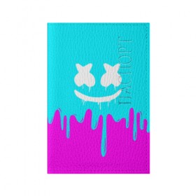 Обложка для паспорта матовая кожа с принтом MARSHMELLO в Белгороде, натуральная матовая кожа | размер 19,3 х 13,7 см; прозрачные пластиковые крепления | colors | dj | marshmello | paints | usa | америка | брызги | клубная музыка | краска | маршмелло | музыка | музыкант