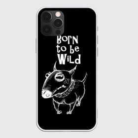 Чехол для iPhone 12 Pro Max с принтом Born to be wild в Белгороде, Силикон |  | angry | animals | authority | b | black and white | bull terrier | bully | cool | dog | fight | illustration | swag | thug | wild | авторитет | бандит | бойцовый | бультерьер | дикий | животные | злой | иллюстрация | крутой | надпись | ошейник | п