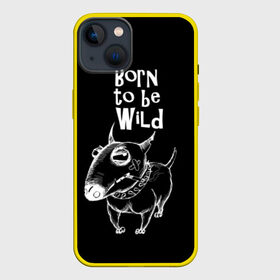 Чехол для iPhone 13 с принтом Born to be wild в Белгороде,  |  | Тематика изображения на принте: angry | animals | authority | b | black and white | bull terrier | bully | cool | dog | fight | illustration | swag | thug | wild | авторитет | бандит | бойцовый | бультерьер | дикий | животные | злой | иллюстрация | крутой | надпись | ошейник | п