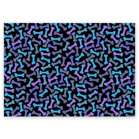 Поздравительная открытка с принтом Косточки в Белгороде, 100% бумага | плотность бумаги 280 г/м2, матовая, на обратной стороне линовка и место для марки
 | blue | bones | camouflage | dainty | disguise | dog handler | doggy | lilac | pattern | purple | камуфляж | кинолог | кости | лакомство | маскировка | синие | сиреневые | собачье | узор | фиолетовые