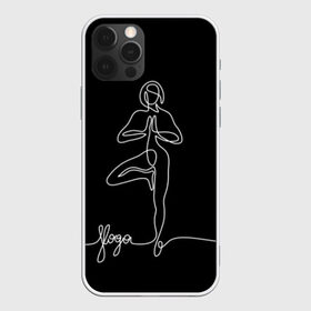 Чехол для iPhone 12 Pro Max с принтом Йога в Белгороде, Силикон |  | black and white | culture | girl | graphics | indian | line | meditation | pose | yoga | графика | девушка | индийская | йога | культура | линия | медитация | черно белая