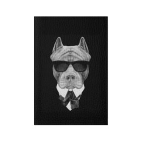 Обложка для паспорта матовая кожа с принтом Питбуль в Белгороде, натуральная матовая кожа | размер 19,3 х 13,7 см; прозрачные пластиковые крепления | animals | black | black and white | cool | dog | fight | gentleman | head | illustration | pitbull | swag | white | авторитет | белая | бойцовый | галстук бабочка | голова | джентльмен | животные | иллюстрация | костюм | крутой | очки | 