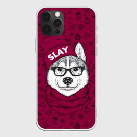 Чехол для iPhone 12 Pro Max с принтом Хаски в Белгороде, Силикон |  | animals | breed | christmas | dog | fashionable | hat | head | holiday | husky | illustration | muzzle | riding | scarf | style | голова | ездовая | животные | иллюстрация | модный | очки | порода | праздник | рождество | собака | стиль 