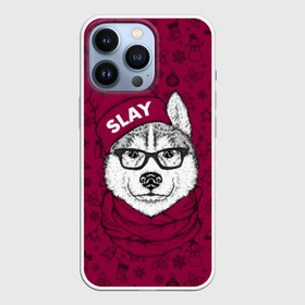 Чехол для iPhone 13 Pro с принтом Хаски в Белгороде,  |  | animals | breed | christmas | dog | fashionable | hat | head | holiday | husky | illustration | muzzle | riding | scarf | style | голова | ездовая | животные | иллюстрация | модный | очки | порода | праздник | рождество | собака | стиль 