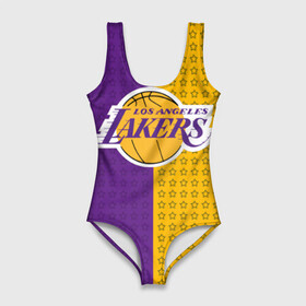 Купальник-боди 3D с принтом Lakers (1) в Белгороде, 82% полиэстер, 18% эластан | Круглая горловина, круглый вырез на спине | ball | basket | basketball | kobu | lakers | lebron | los angeles | баскетбол | коюи | леброн | лейкерс | лос анджелис
