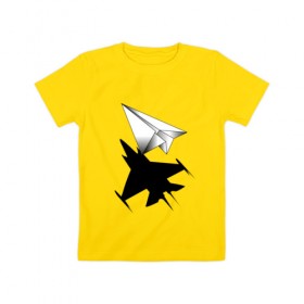 Детская футболка хлопок с принтом ВВС в Белгороде, 100% хлопок | круглый вырез горловины, полуприлегающий силуэт, длина до линии бедер | aircraft | camouflage | flight | paper | shadow | ввс | камуфляж | полет | самолет | тень