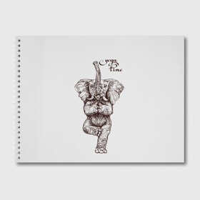 Альбом для рисования с принтом Yoga time в Белгороде, 100% бумага
 | матовая бумага, плотность 200 мг. | Тематика изображения на принте: animal | culture | elephant | graphics | india | indian | meditation | posture | stand | yoga | графика | животное | индийский | индия | йога | культура | медитация | слон | стойка