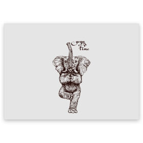 Поздравительная открытка с принтом Yoga time в Белгороде, 100% бумага | плотность бумаги 280 г/м2, матовая, на обратной стороне линовка и место для марки
 | Тематика изображения на принте: animal | culture | elephant | graphics | india | indian | meditation | posture | stand | yoga | графика | животное | индийский | индия | йога | культура | медитация | слон | стойка