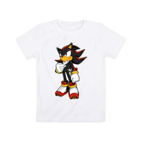 Детская футболка хлопок с принтом Shadow Sonic (3) в Белгороде, 100% хлопок | круглый вырез горловины, полуприлегающий силуэт, длина до линии бедер | sega | shadow | sonic | sonic x | x | ежик | игра | наклз | сега | скорость | соник | тейлз | тэйлз | шедоу