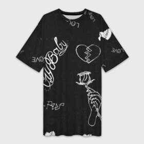 Платье-футболка 3D с принтом LIl Peep (Broken) в Белгороде,  |  | baby | broken | cry | lil | lil peep | peep | rap | rose | лил | лил пип | пип | реп | роза | сердце