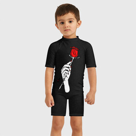 Детский купальный костюм 3D с принтом Lil Peep (Rose) в Белгороде, Полиэстер 85%, Спандекс 15% | застежка на молнии на спине | baby | broken | cry | lil | lil peep | peep | rap | rose | лил | лил пип | пип | реп | роза | сердце