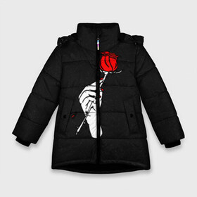 Зимняя куртка для девочек 3D с принтом Lil Peep (Rose) в Белгороде, ткань верха — 100% полиэстер; подклад — 100% полиэстер, утеплитель — 100% полиэстер. | длина ниже бедра, удлиненная спинка, воротник стойка и отстегивающийся капюшон. Есть боковые карманы с листочкой на кнопках, утяжки по низу изделия и внутренний карман на молнии. 

Предусмотрены светоотражающий принт на спинке, радужный светоотражающий элемент на пуллере молнии и на резинке для утяжки. | Тематика изображения на принте: baby | broken | cry | lil | lil peep | peep | rap | rose | лил | лил пип | пип | реп | роза | сердце